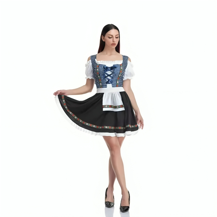 Elegantes Dirndl Damen – Mit Spitzenbesatz & Rückenschleife im traditionellen Bayern-Stil