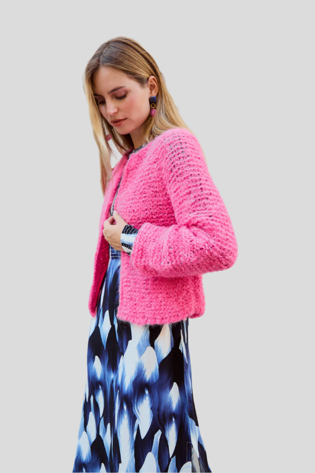 Elodie Casual Lang bedrucktes Kleid mit Puffärmeln