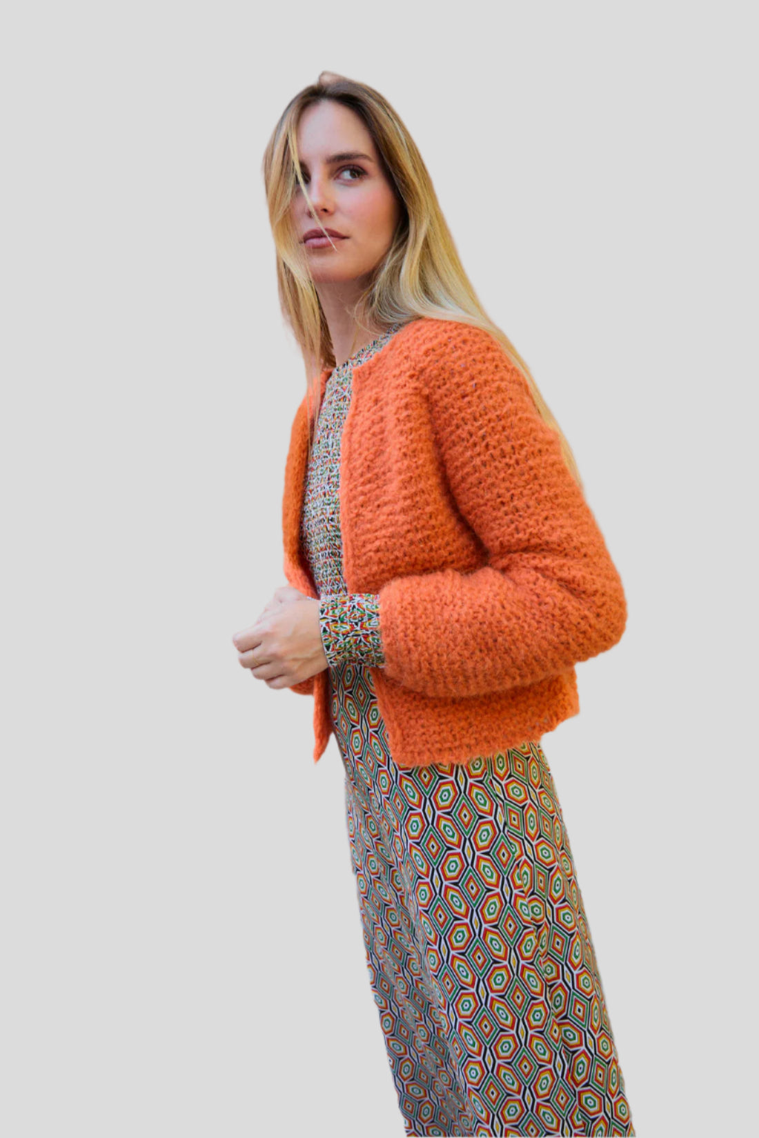 Elodie Casual Lang bedrucktes Kleid mit Puffärmeln