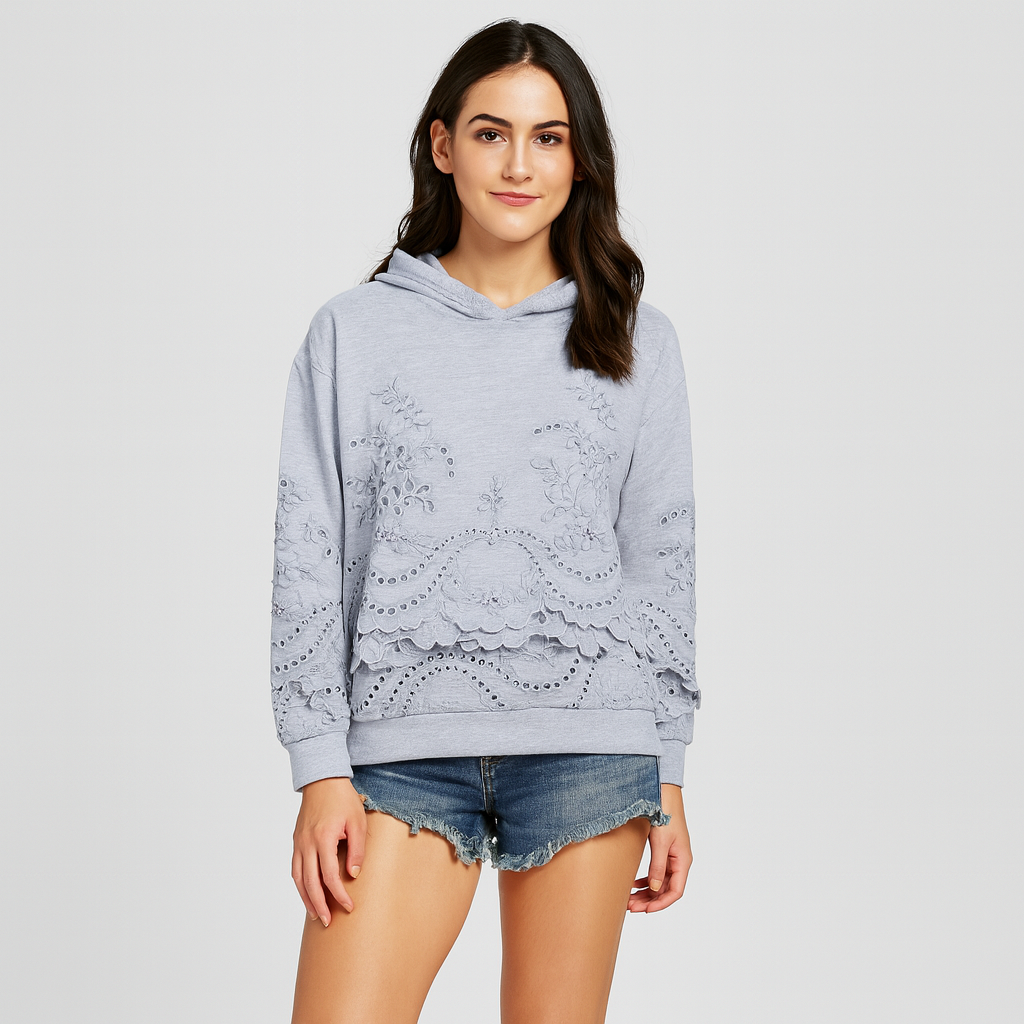 Emryn | Hoodie mit Blumenstickerei