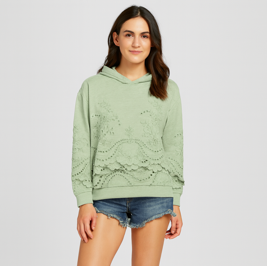 Emryn | Hoodie mit Blumenstickerei