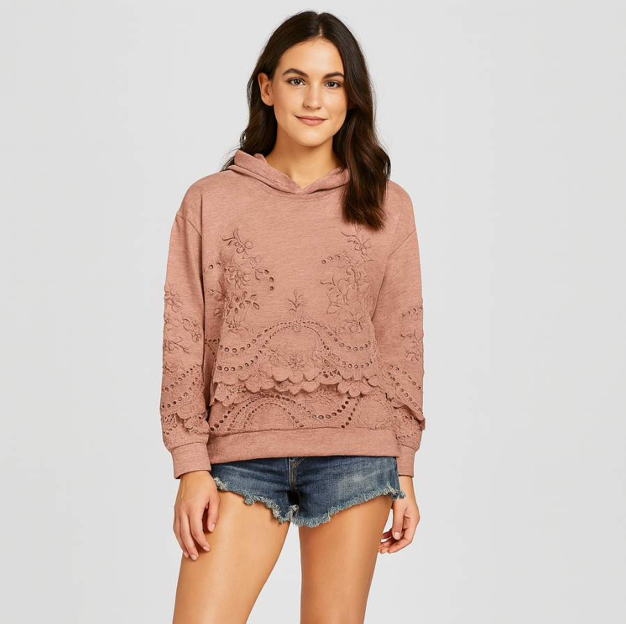 Emryn | Hoodie mit Blumenstickerei