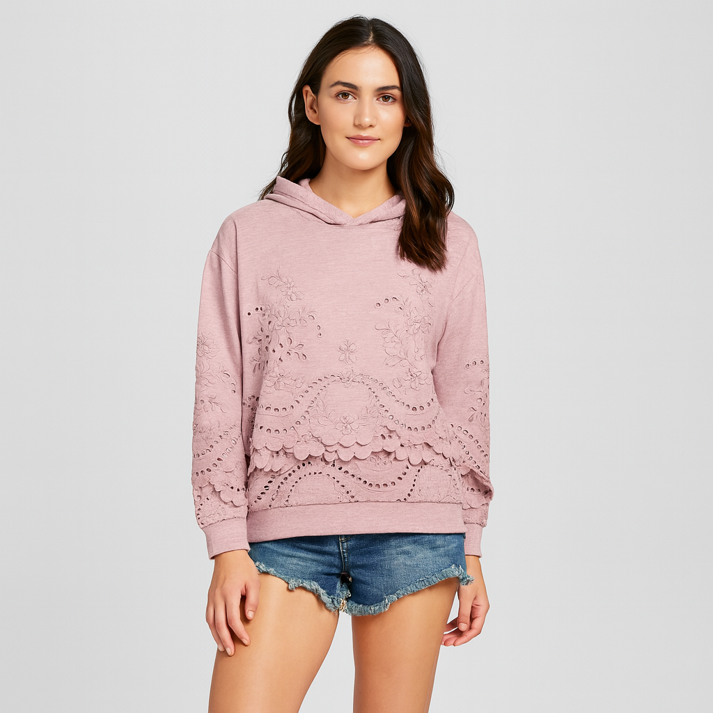 Emryn | Hoodie mit Blumenstickerei