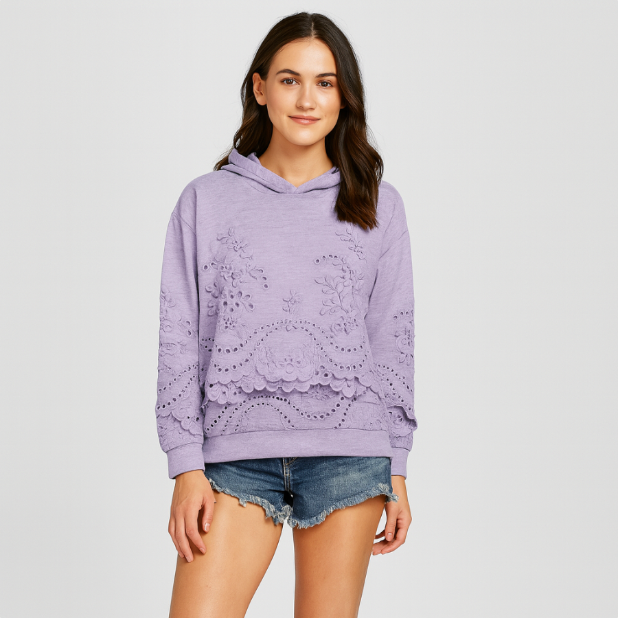 Emryn | Hoodie mit Blumenstickerei