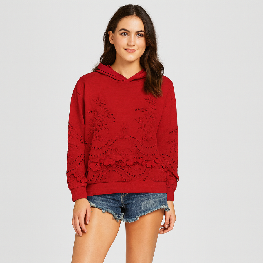 Emryn | Hoodie mit Blumenstickerei