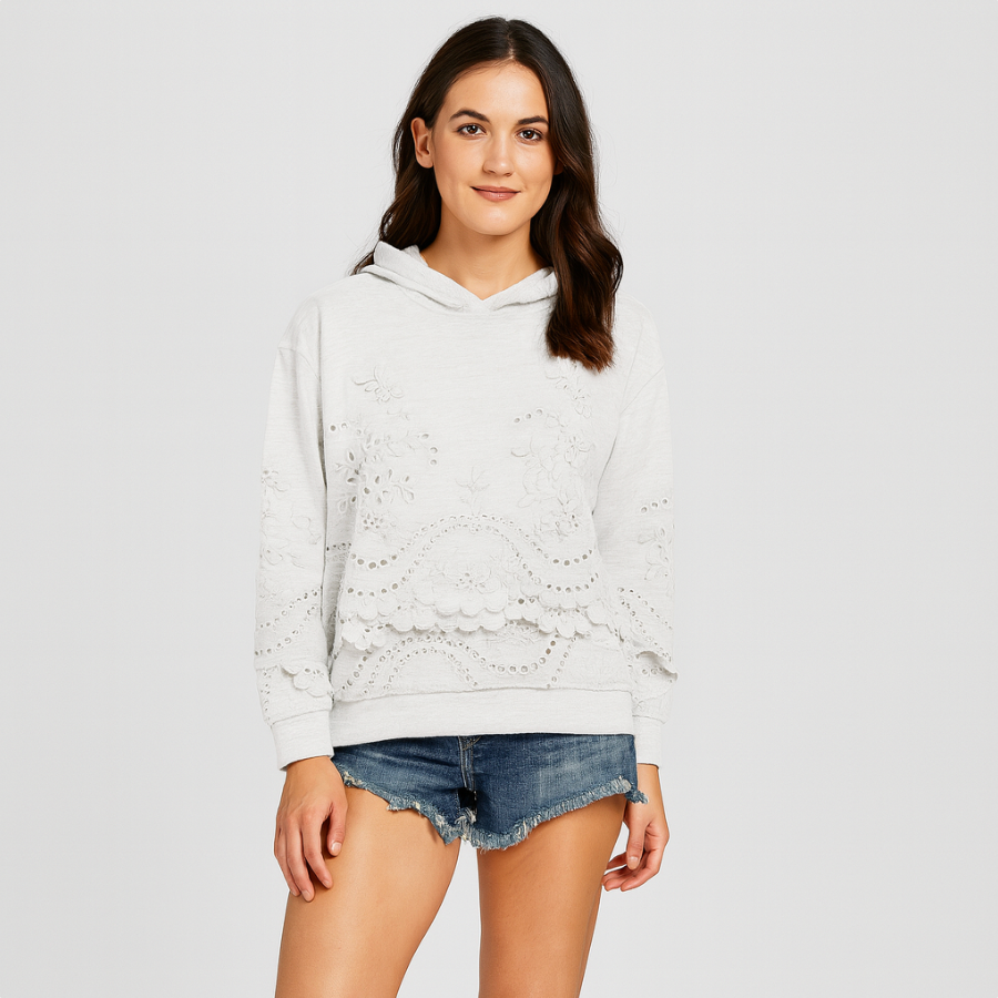 Emryn | Hoodie mit Blumenstickerei