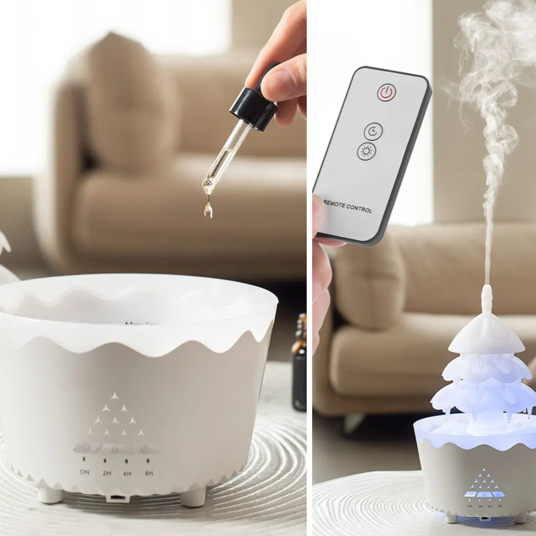 EverGlow - Festliche Holzätherische Aromatherapie LED-Lampe mit Fernbedienung
