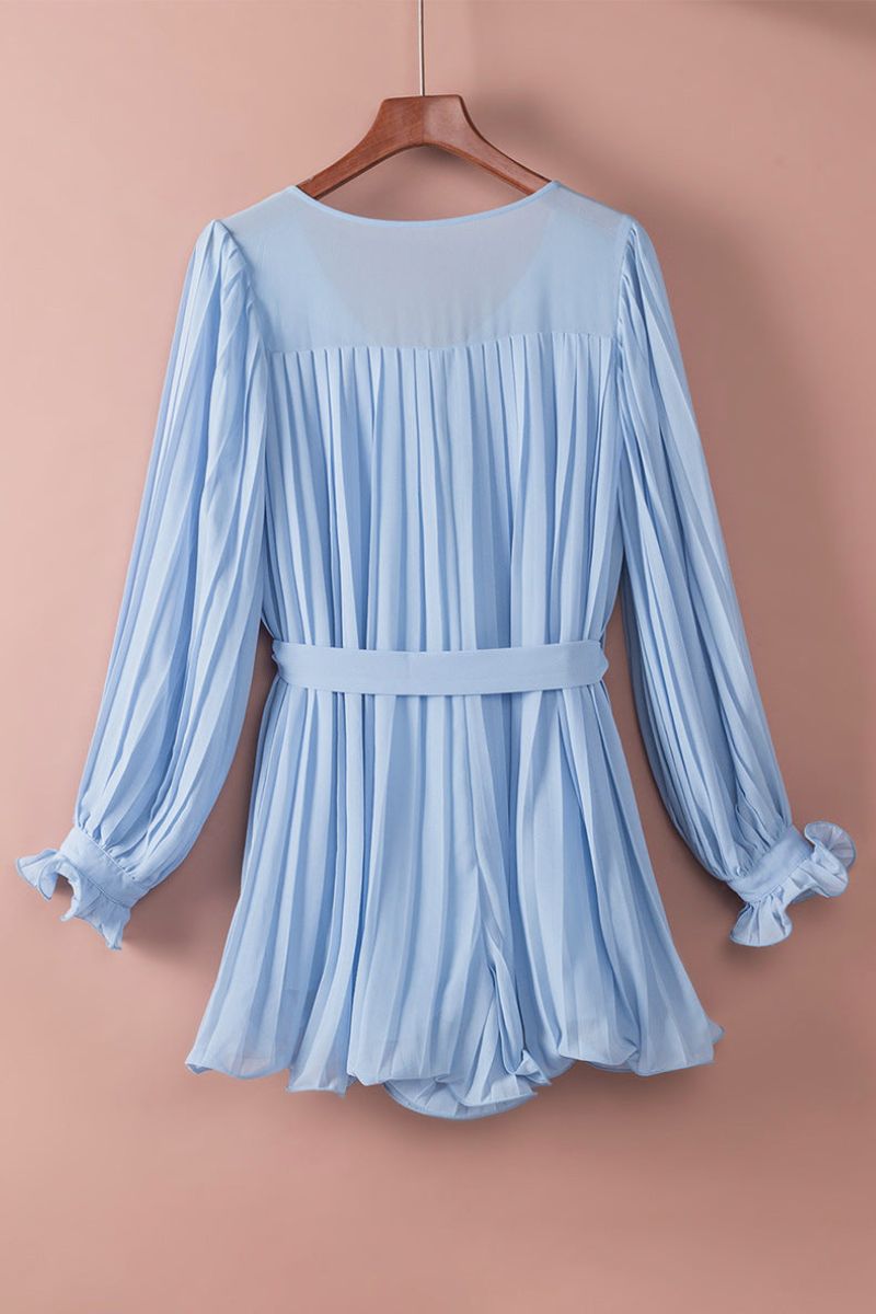 Miriam - Elegantes plissiertes Minikleid mit Taillengürtel