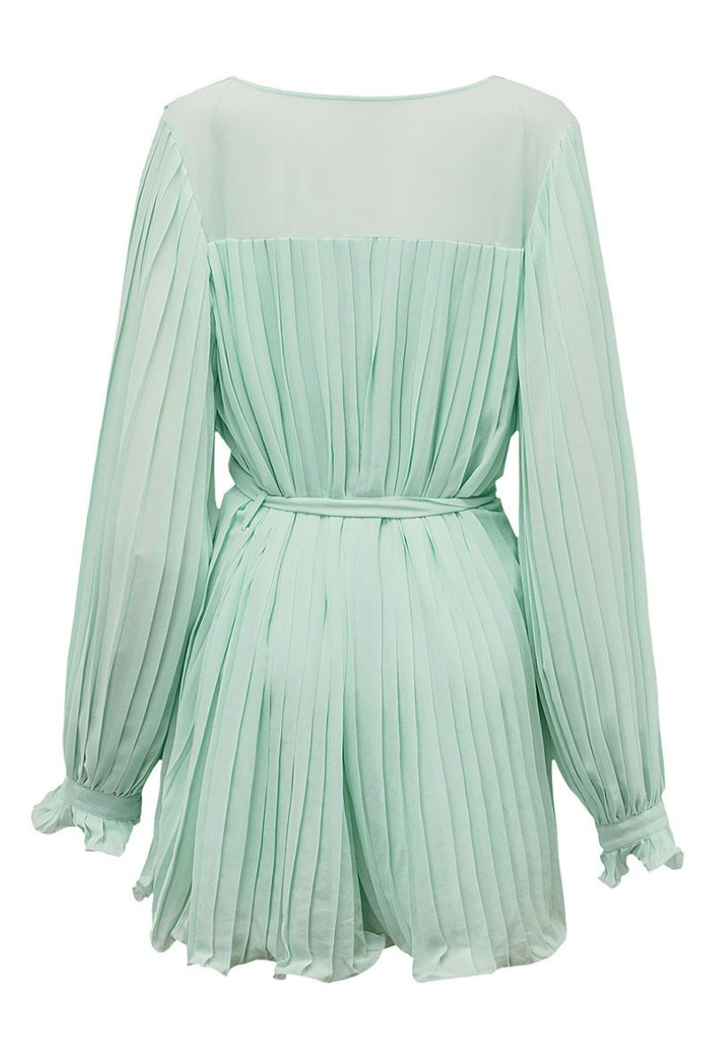Miriam - Elegantes plissiertes Minikleid mit Taillengürtel