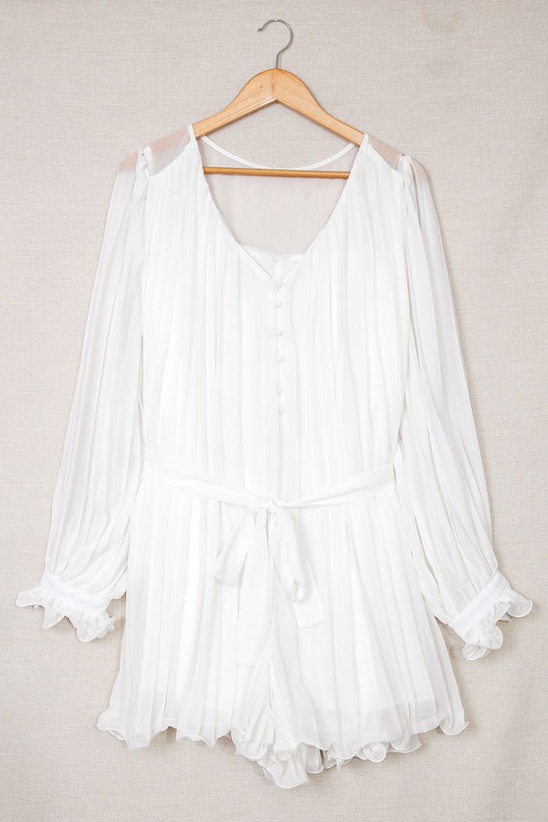 Miriam - Elegantes plissiertes Minikleid mit Taillengürtel