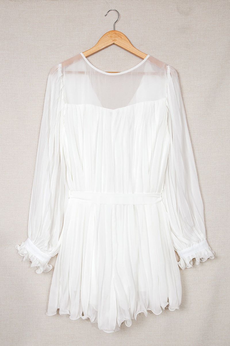 Miriam - Elegantes plissiertes Minikleid mit Taillengürtel