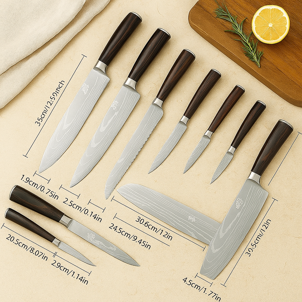 Gastronom | 10-teilige Küchenmesser-Kollektion mit Holzgriffblock