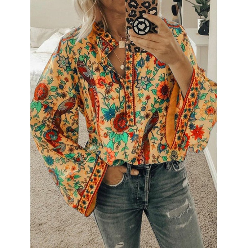 Sienna Blumenmuster Boho Bluse – Stilvoll und Bequem