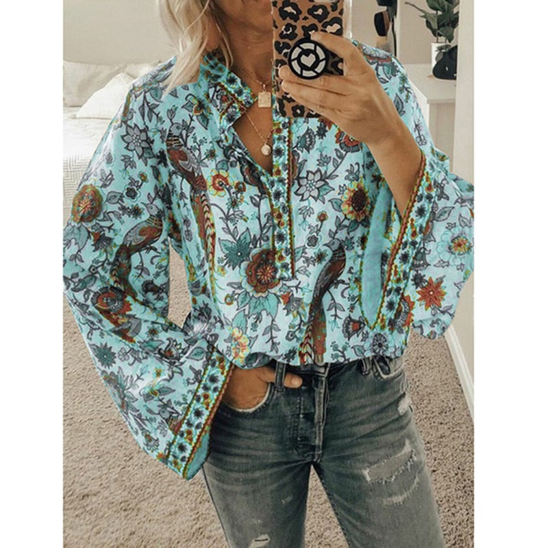 Sienna Blumenmuster Boho Bluse – Stilvoll und Bequem