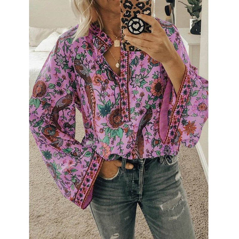 Sienna Blumenmuster Boho Bluse – Stilvoll und Bequem