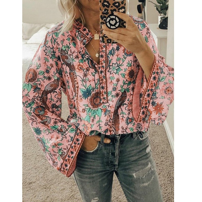 Sienna Blumenmuster Boho Bluse – Stilvoll und Bequem