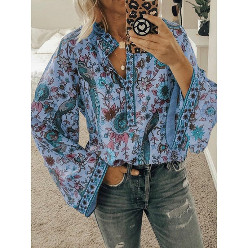Sienna Blumenmuster Boho Bluse – Stilvoll und Bequem