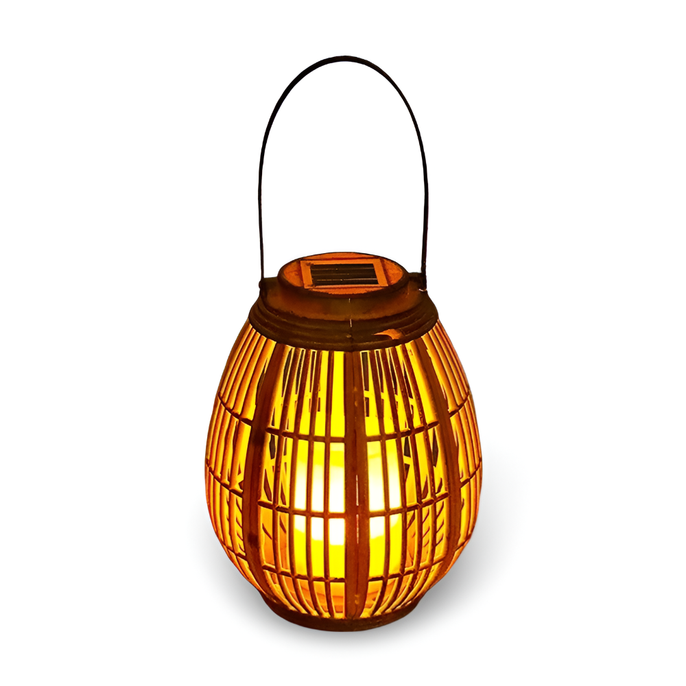 SunWeave Solarlaterne aus Rattan – Elegante Beleuchtung für die Außendekoration