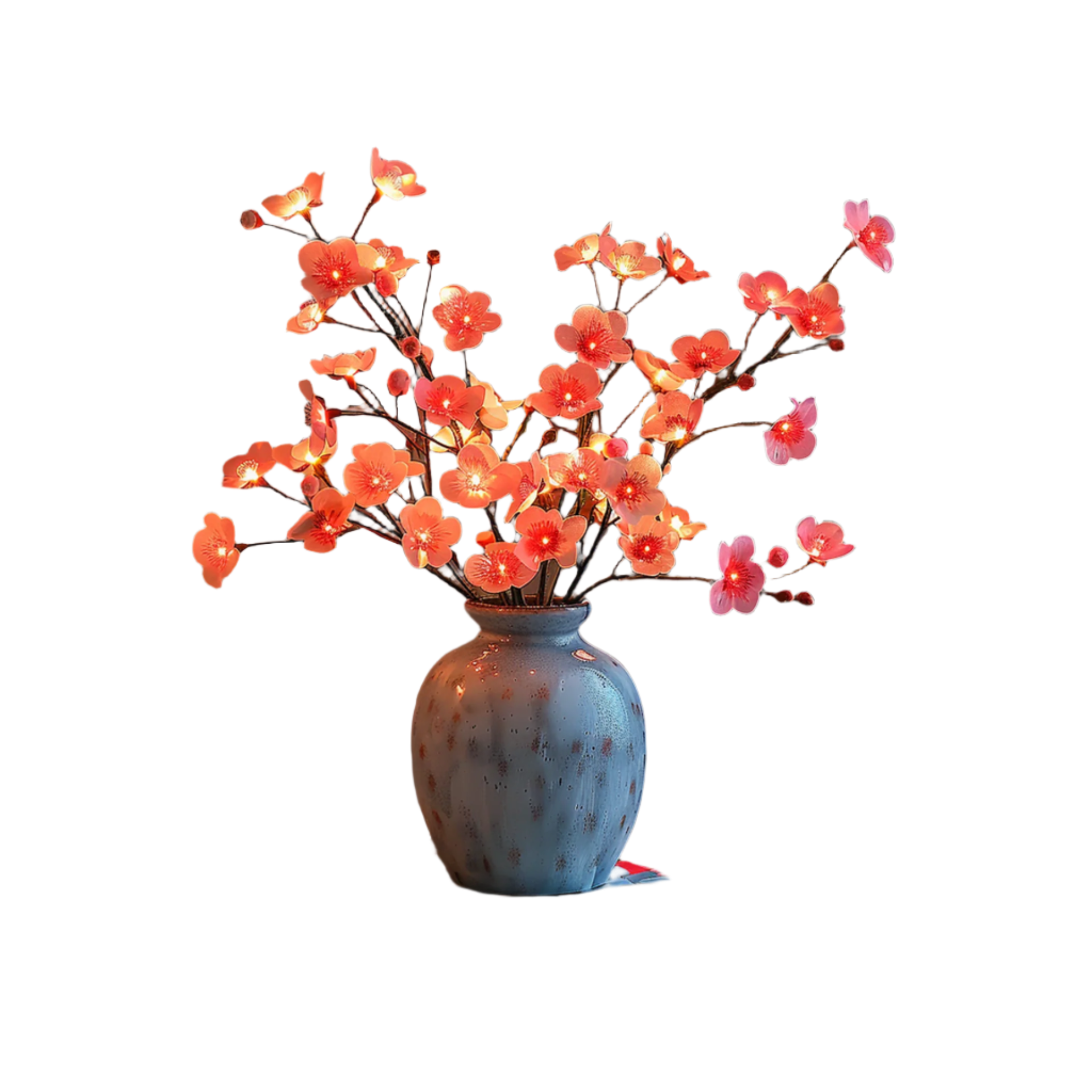LumiFlor - LED-Blumen-Lichterkette mit realistischen Blättern und batteriebetriebenem Licht