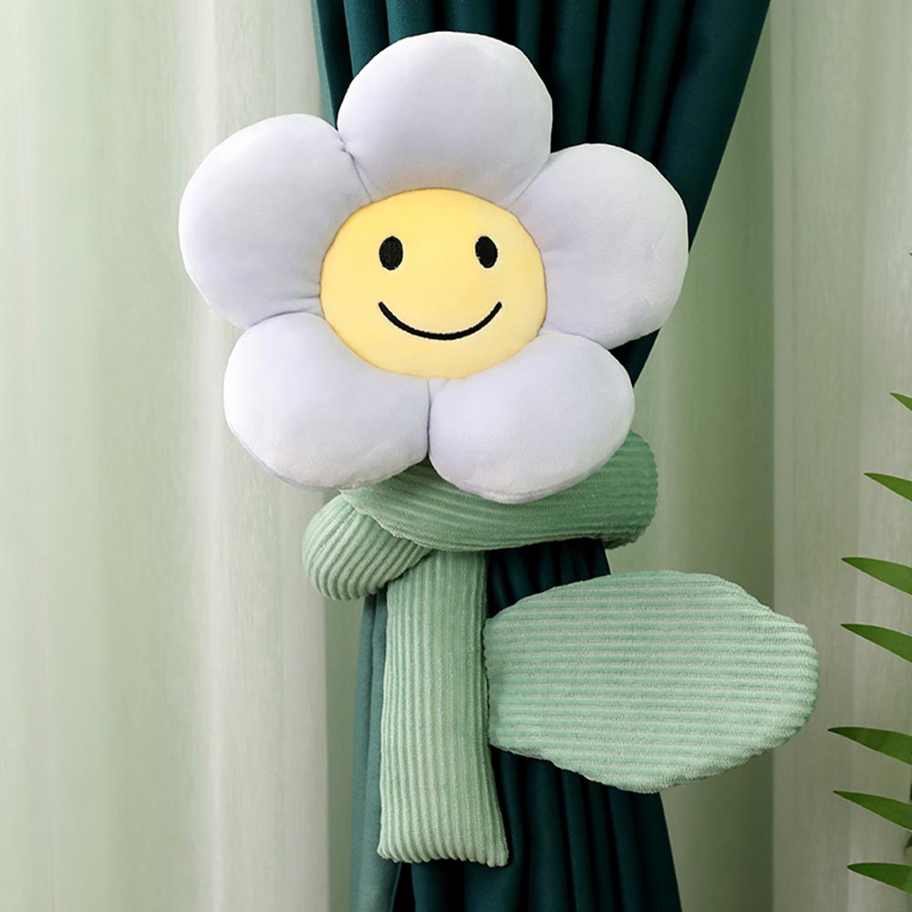 BlossomSmiles - Plüsch-blütenförmiger Smiley-Vorhangbinder