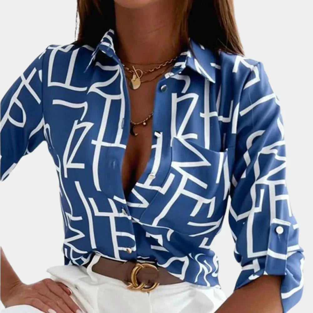 Sigrid Blomsterprint Hemdbluse – Elegante Bluse mit Entspanntem Schnitt