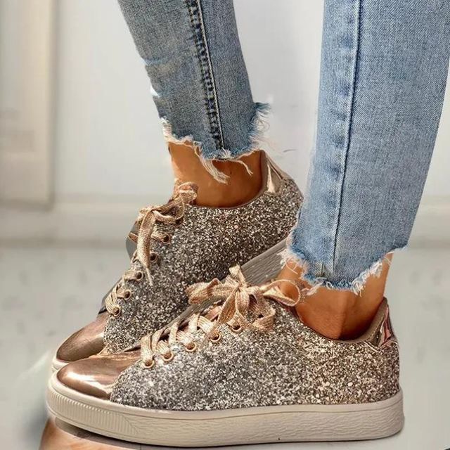 Nova Glitzernde Sneakers für Frauen mit Gepolsteter Sohle – Komfort und Stil in Einem