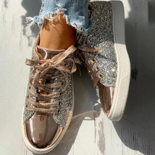 Nova Glitzernde Sneakers für Frauen mit Gepolsteter Sohle – Komfort und Stil in Einem