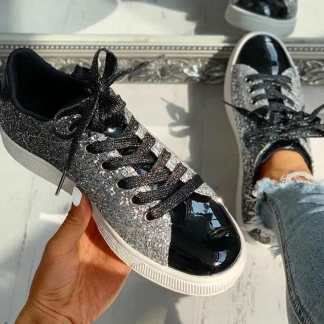Nova Glitzernde Sneakers für Frauen mit Gepolsteter Sohle – Komfort und Stil in Einem