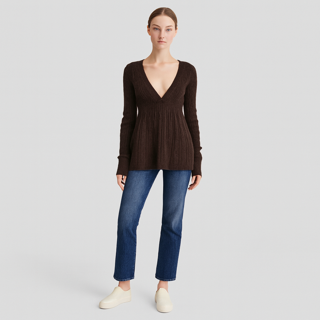 Maeva | Weicher Zopfmuster-Pullover mit V-Ausschnitt