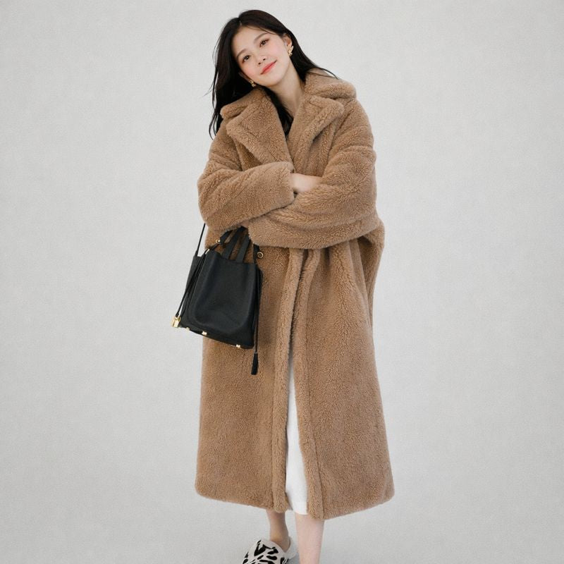 Margaret hyggelig lange imiterte Pelzmantel