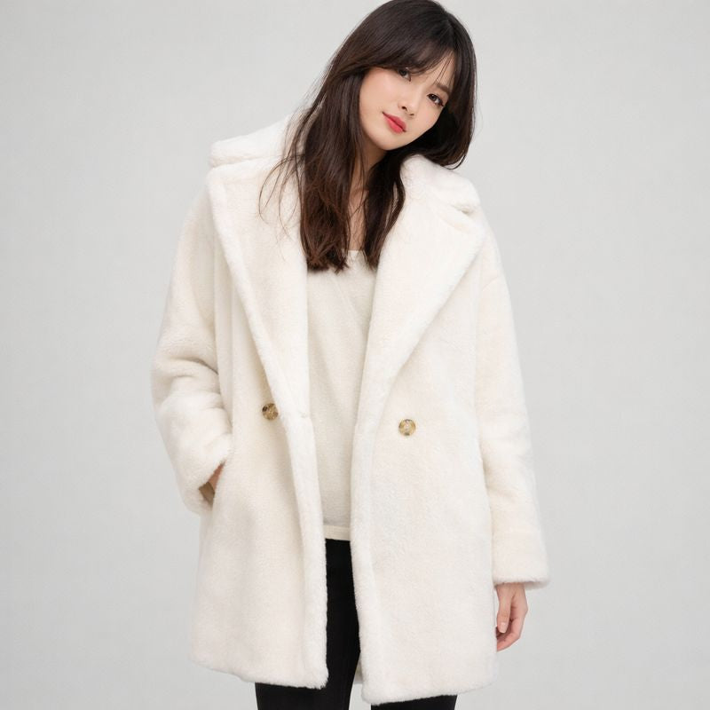 Margaret hyggelig lange imiterte Pelzmantel