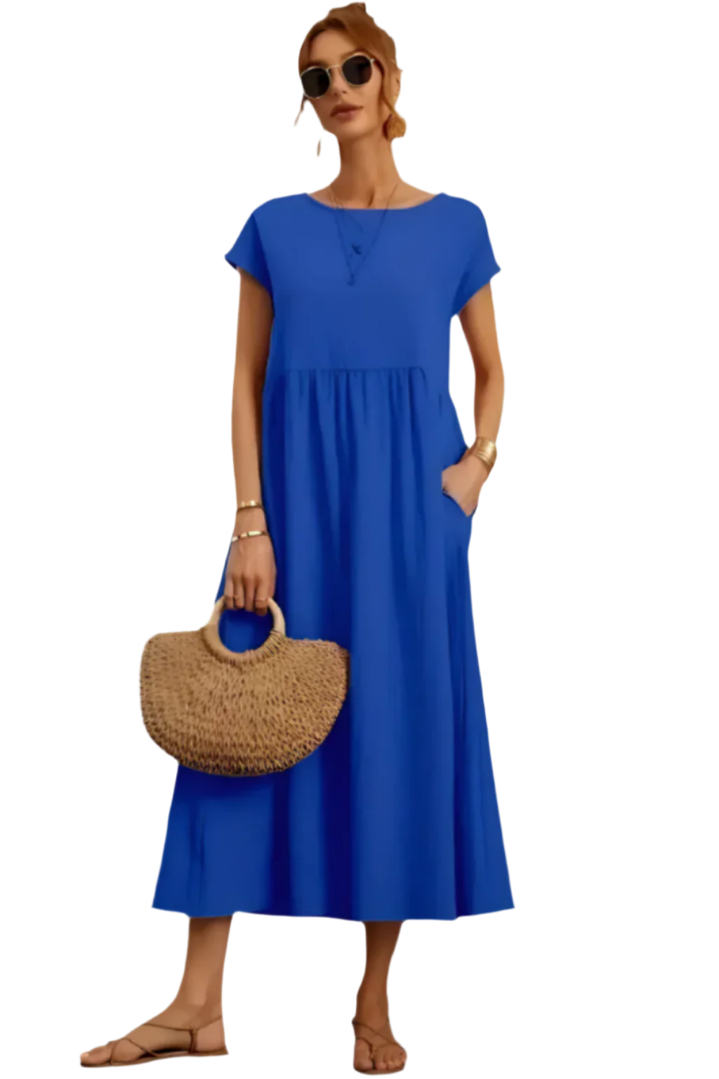 Eterna Classic Rundhalsa-Langarm Midi-Kleid – Zeitlose Eleganz