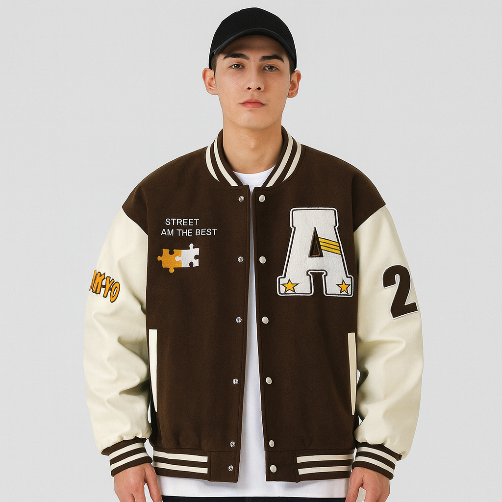 Baseball-Bomberjacke im Colorblock-Design für Herren