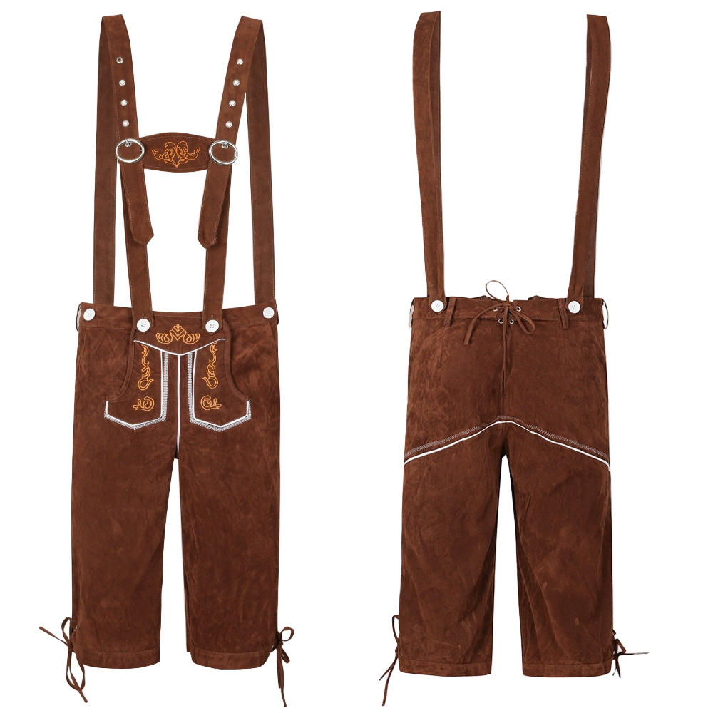 Herren Kniehose – leichte Trachtenhose mit Hosenträgern und Stickereien fürs Oktoberfest