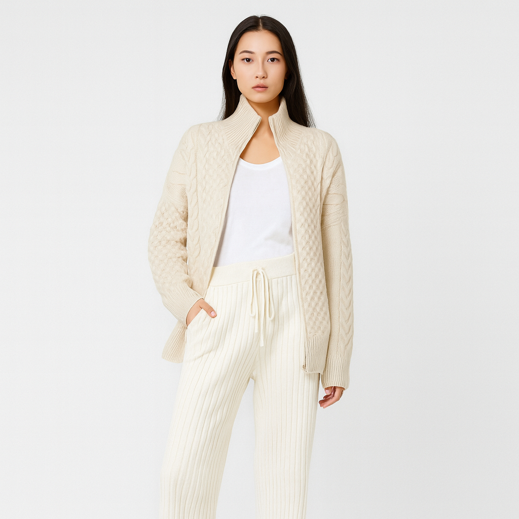 Mila Kaschmir Strickjacke – Damen Pullover langarm aus Kaschmir