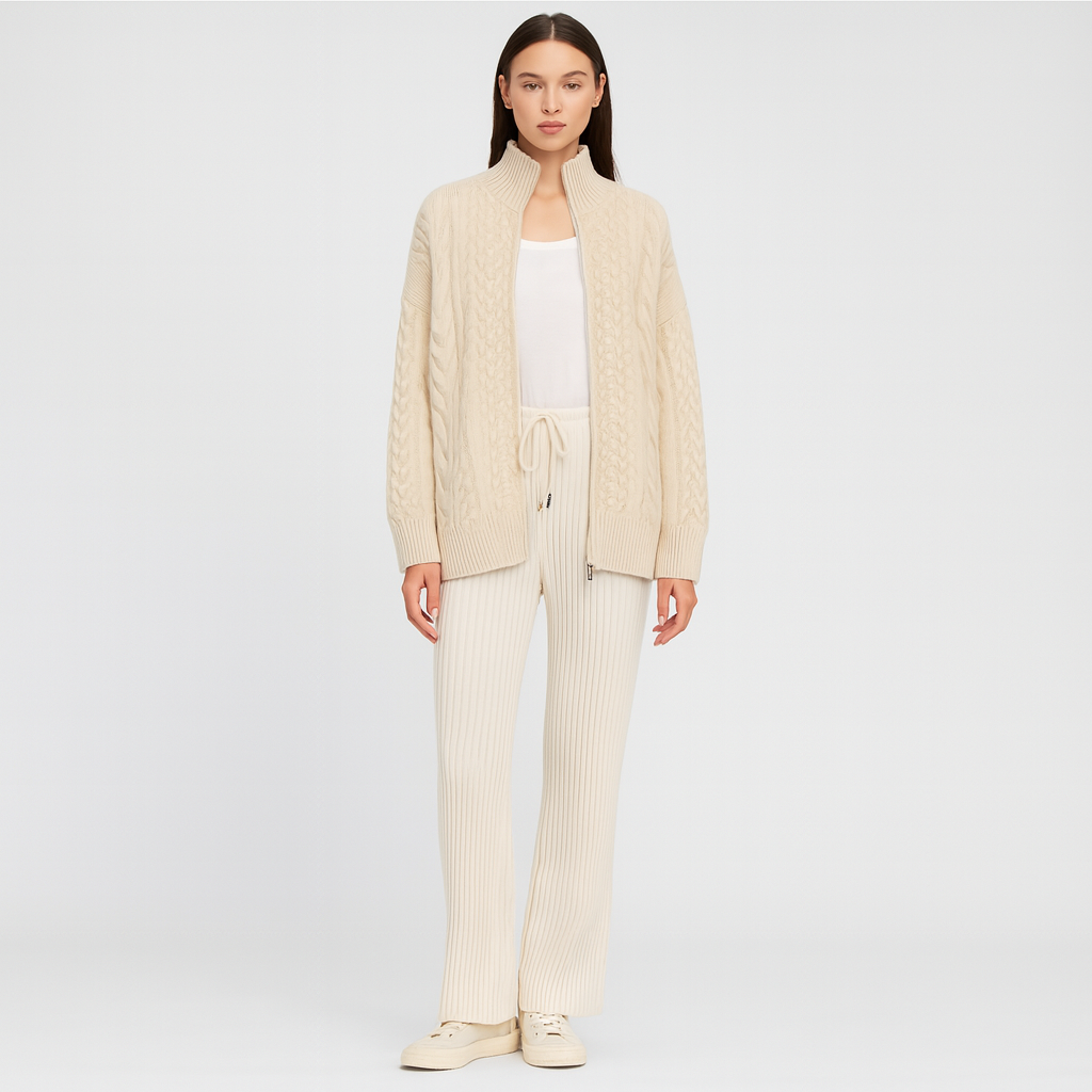 Mila Kaschmir Strickjacke – Damen Pullover langarm aus Kaschmir