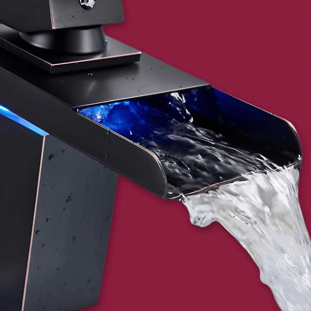 AquaGlow - Waschtisch mit Wasserfallstil und integrierter LED-Beleuchtung