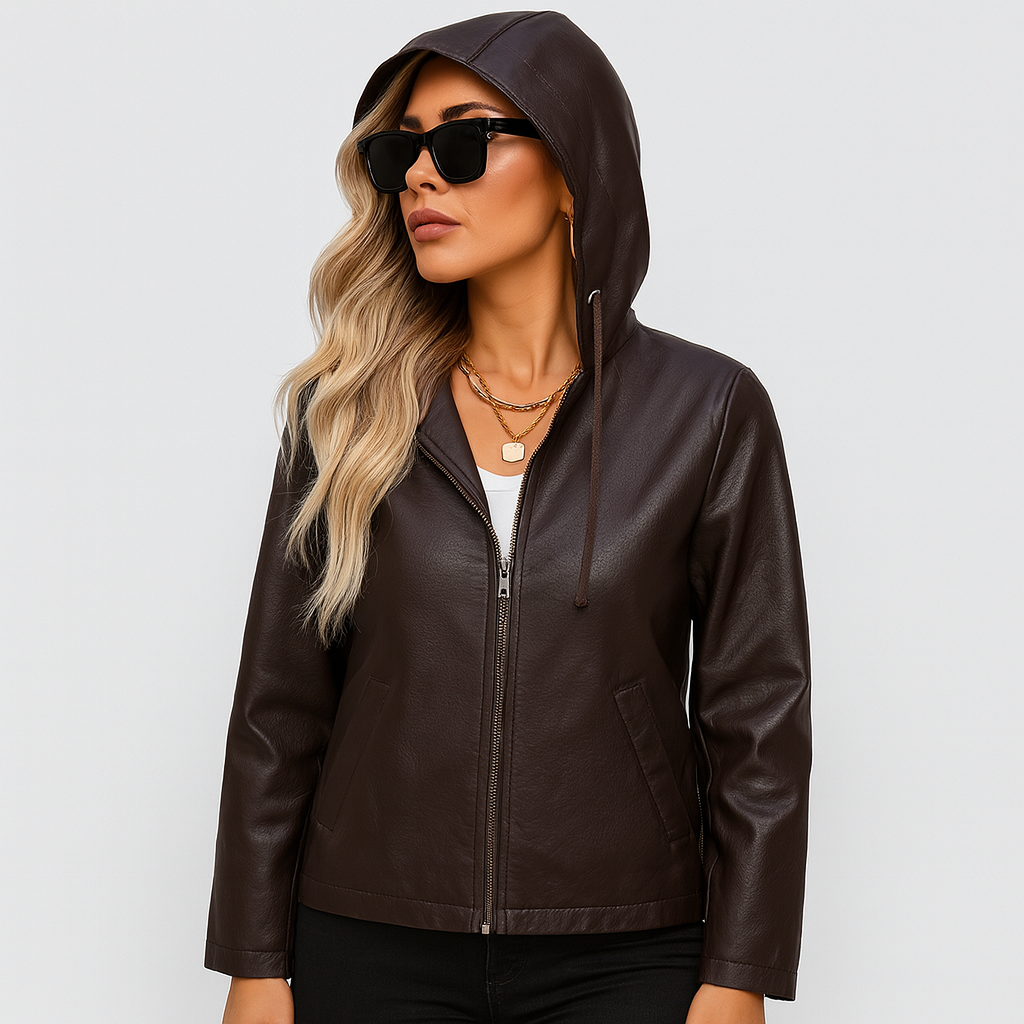 Nora | Vintage Damenjacke mit Kapuze und Reißverschluss