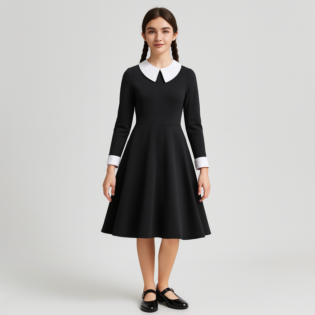 Nythera | Gothic Cosplay Netzkleid mit Lagenkragen