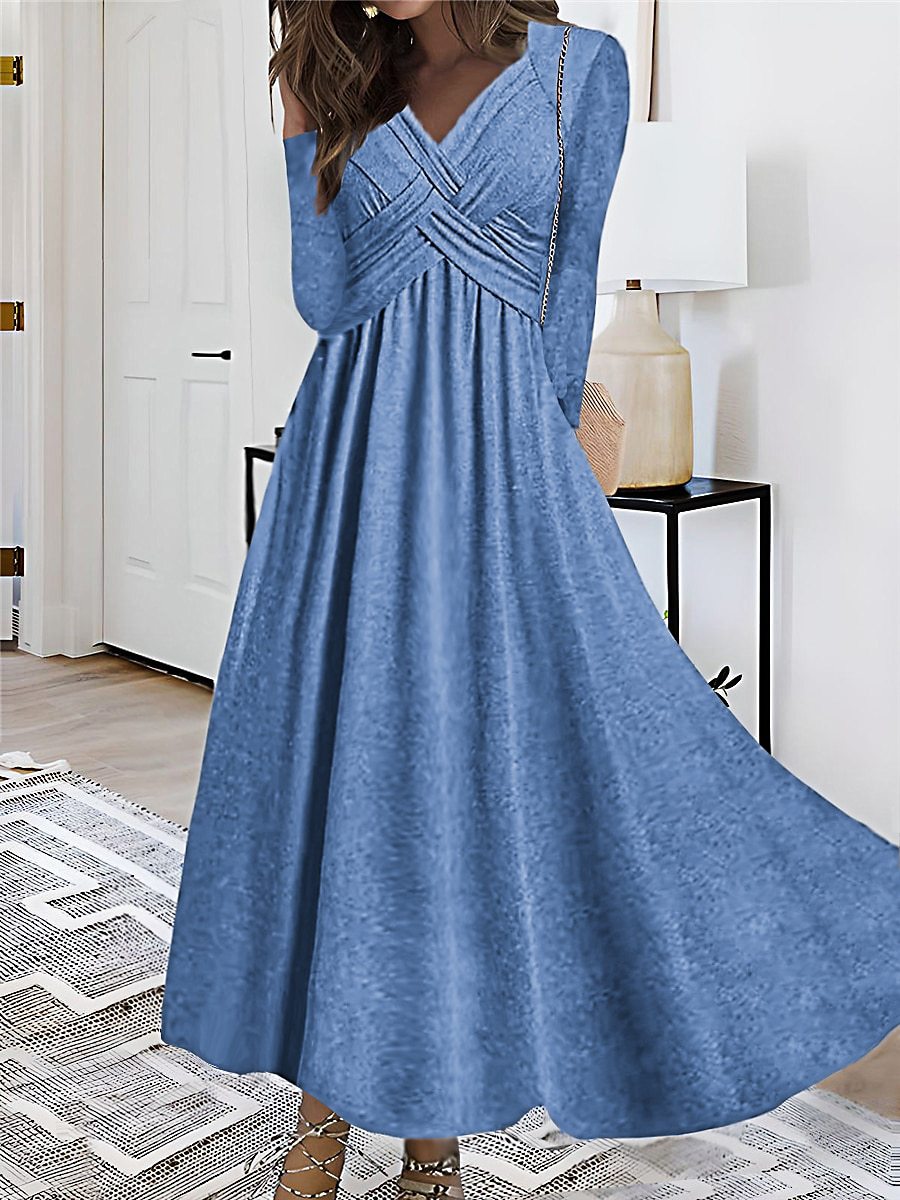 Liva Stilvolle V-Ausschnitt Maxikleid mit Hohem Schlitz