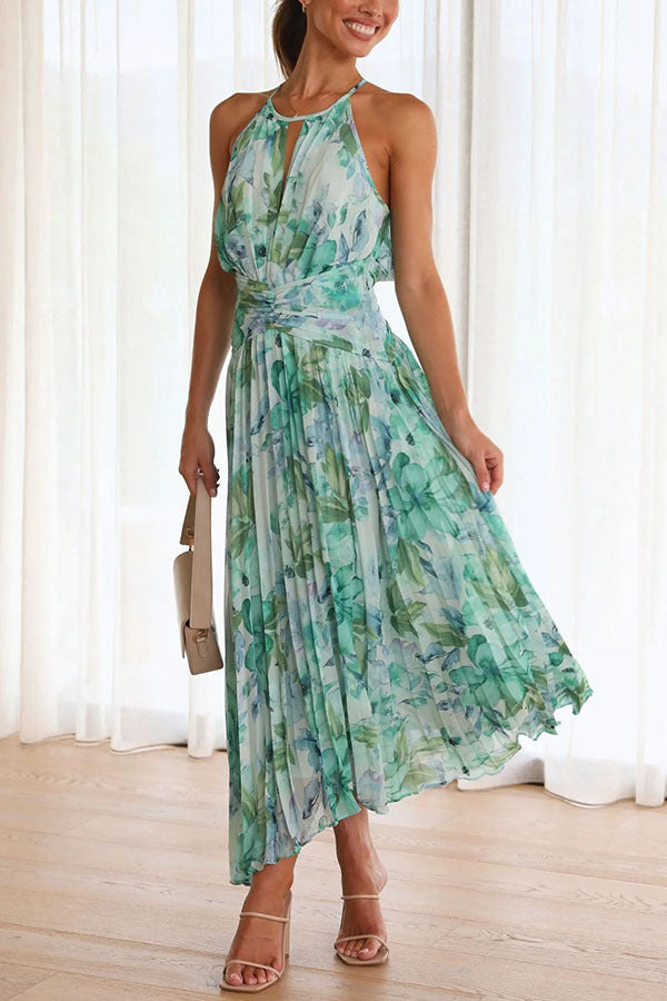 Dane - Lange, lässige, blumige Kleid mit freiem Rücken