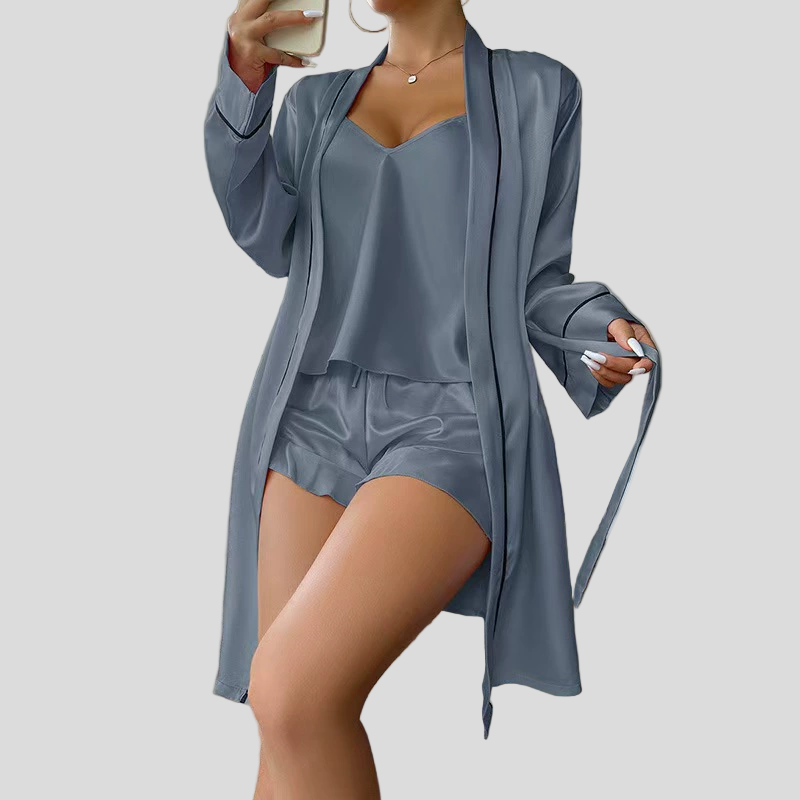 3-teiliges Satin-Pyjama-Set für Damen