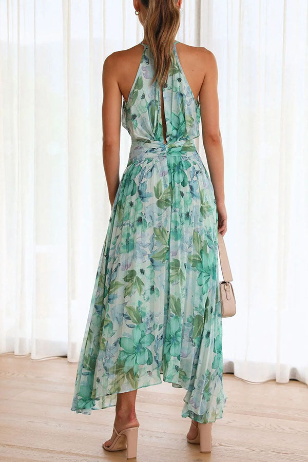 Dane - Lange, lässige, blumige Kleid mit freiem Rücken