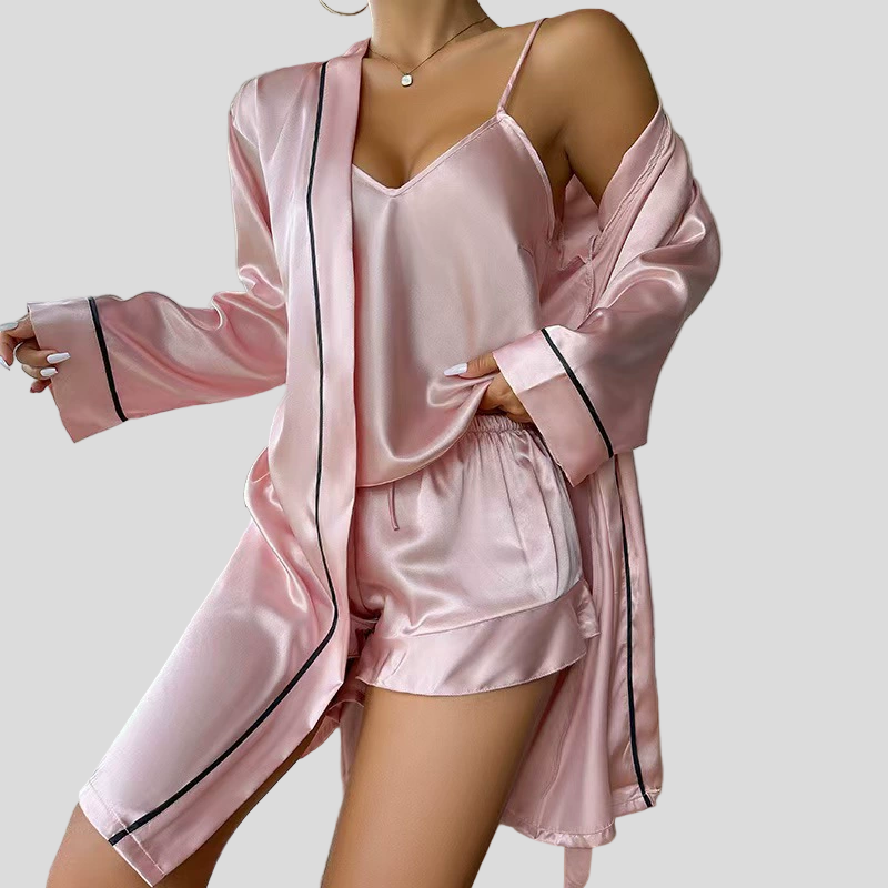 3-teiliges Satin-Pyjama-Set für Damen