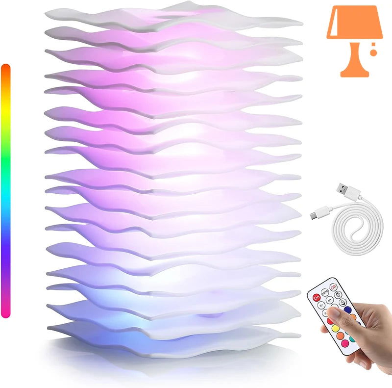 WaveGlow - Künstlerische Wellenmusterlampe mit Fernbedienung