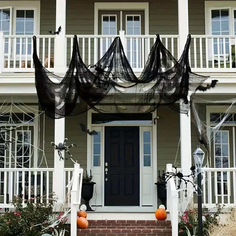 PhantomWeb Halloween Spinnennetz – Schwarzes Polyester für Innen & Außen
