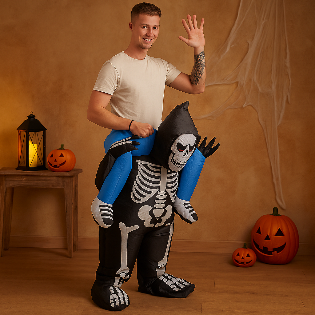 PhantomX | Aufblasbares Skelettkostüm für Halloweenpartys