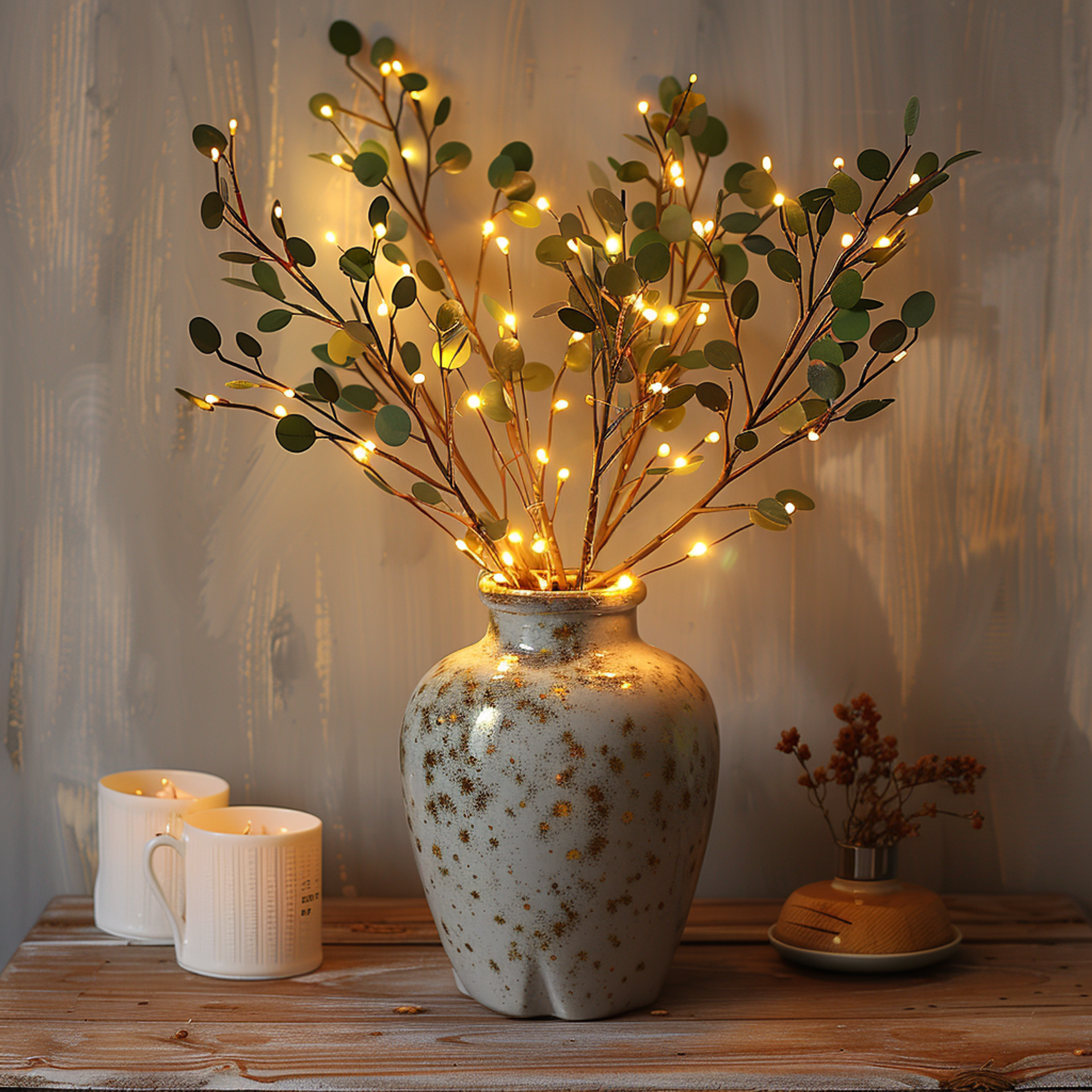 LumiFlor - LED-Blumen-Lichterkette mit realistischen Blättern und batteriebetriebenem Licht