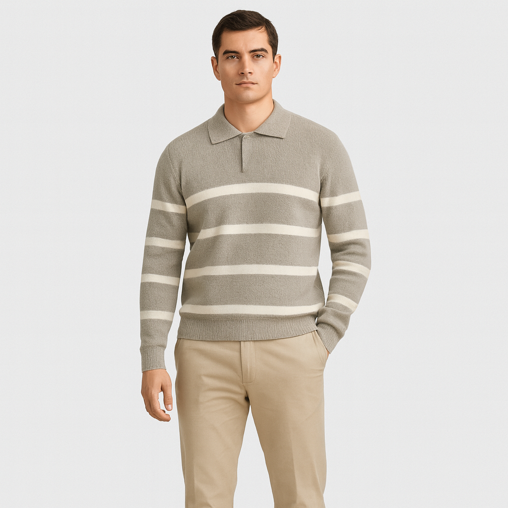 Rheon | Gestreifter Reißverschlusspullover