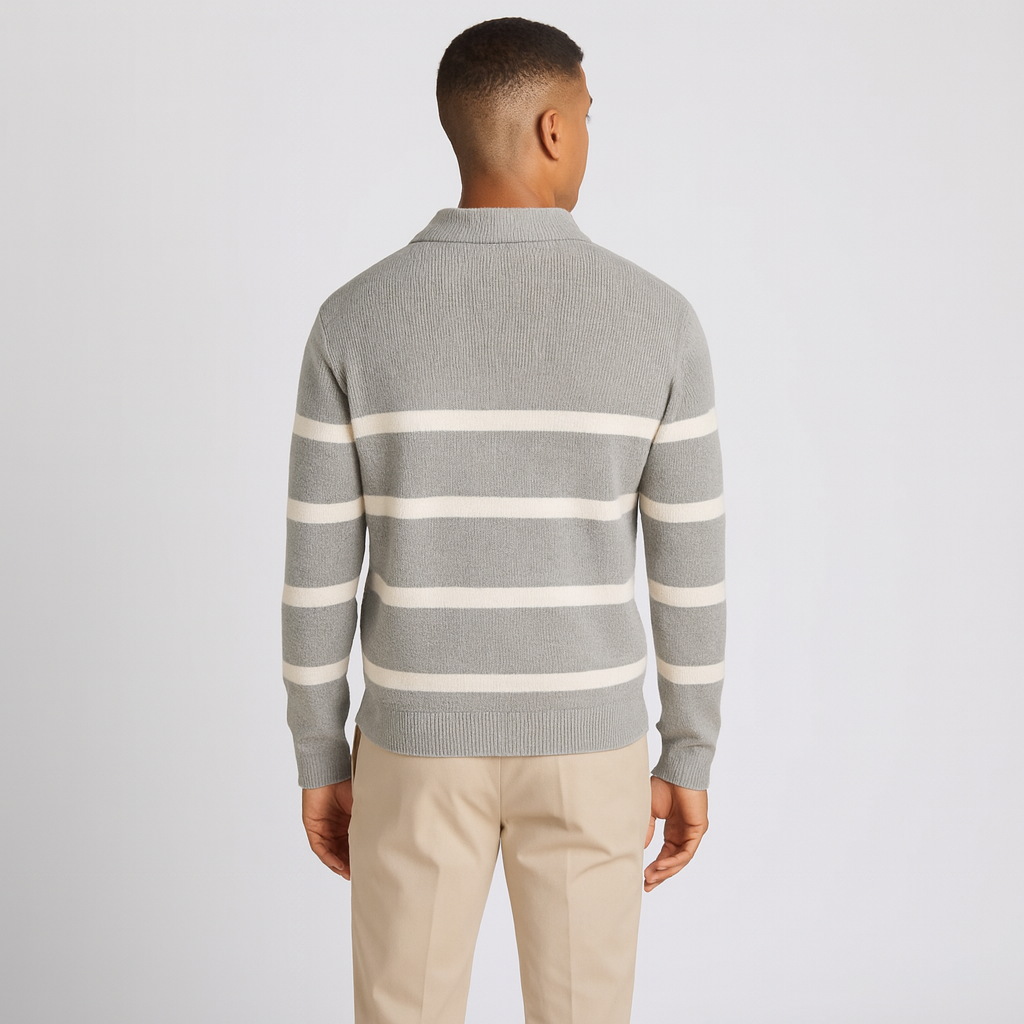 Rheon | Gestreifter Reißverschlusspullover